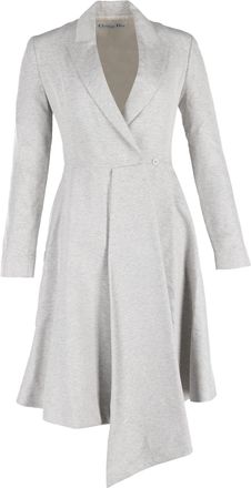 Dior Pre-owned Womens Christian Asymmetric Midi Dress Coat in Grey Wool - Size EU 36 (Womens)