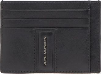 Piquadro Accessoires, Heren, Zwart, ONE Size, Leer, Slanke lederen kaarthouder met 6 vakken en RFID-bescherming