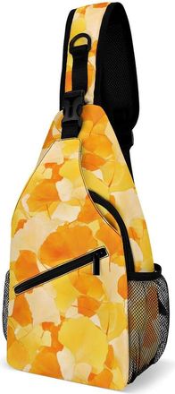 Generic Ginkgo Watercolor Mens Shoulder Bags Sling Crossbody Backpack Travel Hiking Chest Bag with Small Side 38x20cm