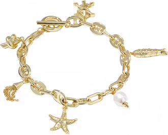 Kendra Scott Womens Parker Charm Bracelet In Gold Freshwater Cultured Pearl