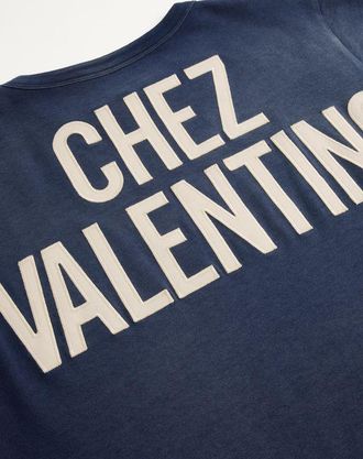 Valentino T-Shirt In Cotone Con Stampa E Patch Chez Valentino Uomo BLU 3XL