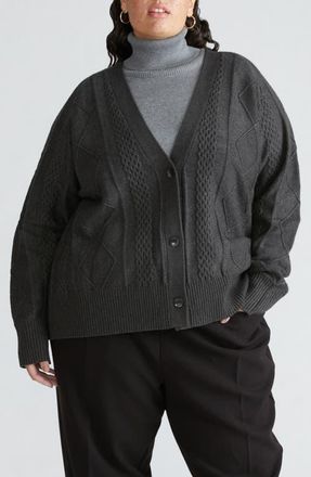 Universal Standard Rib Cardigan in Graphite at Nordstrom, Size 3Xl