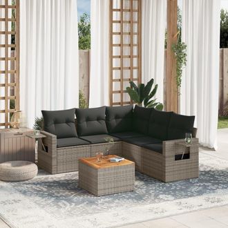 vidaXL Vidaxl - Set De Muebles De Jard&iacute;n 6 Pzas Y Cojines Rat&aacute;n Sint&eacute;tico Gris