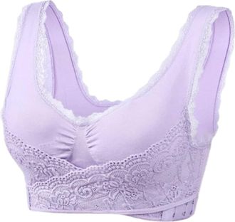 Generic Kendally Bra, Kendally Comfy Corset Bra Front Cross Side Buckle Lace Bras Slim and Shape Bra Wireless Push Up Bras for Women (Purple,L)