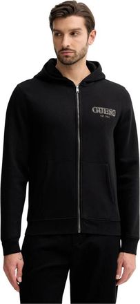 Guess Sweatshirts & Hoodies > Ritsluitingen - Heren - Vesten met rits - Zwart - S - Katoen - Hoodies & sweatvesten