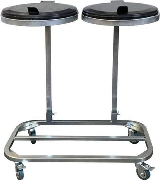 Quick-Star Doppel M&uuml;llsackst&auml;nder Mit Deckel Und 4 Rollen Metall M&uuml;llsackhalter 120 Liter Stabiler M&uuml;llsack St&auml;nder - Verzinkter Stahl M&uuml;llbeutelhalter Gelber Sa