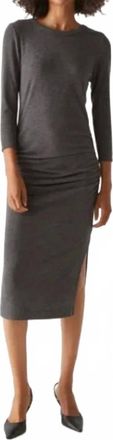 Michael Stars Christy 3/4 Sleeve Midi Dress In Charcoal