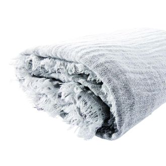 SIA D&eacute;co Manta de lino gris perla y blanco 170x130