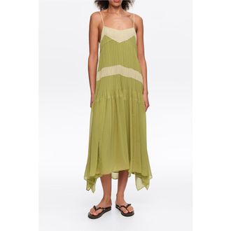 Bimba & Lola Two-Tone Pleated A-Line Strappy Dress in Light Green at Nordstrom, Size Xx-Small Eu