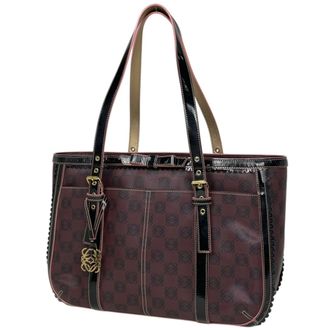 Loewe Bordeaux Coated Canvas Leather Shoulder Bag Tote Bag (Pre-Owned)