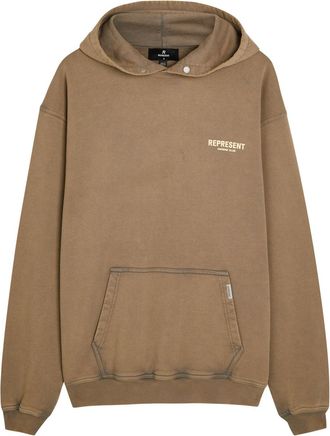 Represent Owners Club Logo Hooded Cotton Sweatshirt - Taupe - Xxl