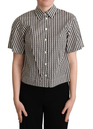 Dolce & Gabbana Dames Witte Zwarte Fantasiepatroon Shirt