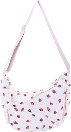 Generic Women Strawberry Shoulder Bag Trendy Commuting Bag Large Capacity Stylish Crossbody Bag Adjustable Strap Fashion Tote Bag Multi-pockets Outdoor Travel