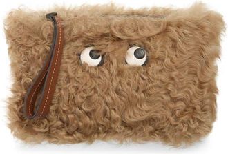 Anya Hindmarch Eyes Genuine Shearling Clutch in Taupe at Nordstrom