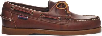 Sebago Moccasin-stitched Brown Waxed Leather Dockside Loafers