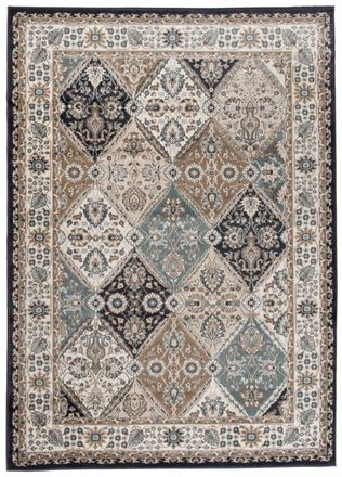 Tapiso Alfombra de sal&oacute;n vintage marr&oacute;n azul negro 200x300