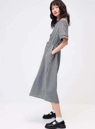 Twik Womens Gingham maxi shirtdress