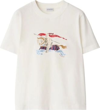 Burberry T-shirt con decorazione di cristalli - Bianco
