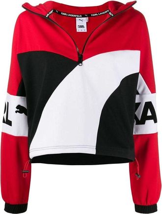 Puma (WMNS) PUMA x Karl Lagerfield XTG Half-Zip Hoodie Red White Black 595567-47