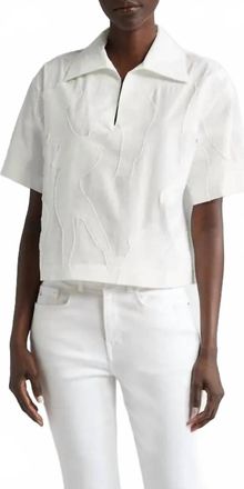 Lafayette 148 New York Jacquard Popover Blouse In White