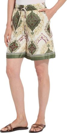Lyss&eacute; Adhara Satin Drawstring Shorts in Green Print at Nordstrom, Size X-Large