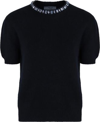 Prada Dames, Truien, Blauw, Maat: S Wol