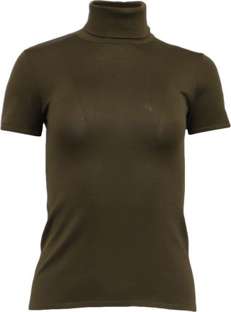 Ralph Lauren Purple Label Turtleneck Top in Olive Green Silk