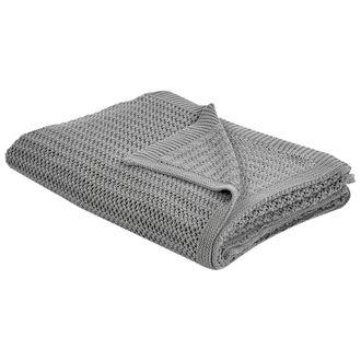 Beliani Colcha Decorativa Ropa De Cama Algod&oacute;n 150 X 200 Cm Gris Ilen