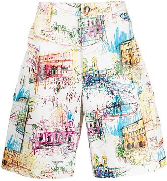 Valentino Garavani Roman Sketches-Print Bermuda Shorts