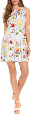 London Times Print Sateen Shift Dress in Sky Blue/Orange at Nordstrom Rack, Size 14P