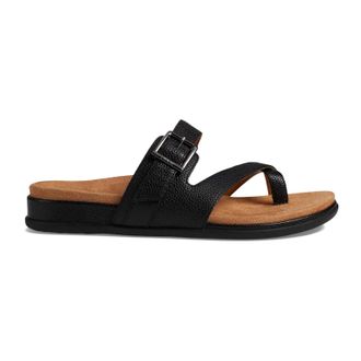 Vionic Carmela Leather Womens Toe Post Sandals - Black - Size:UK 4.5