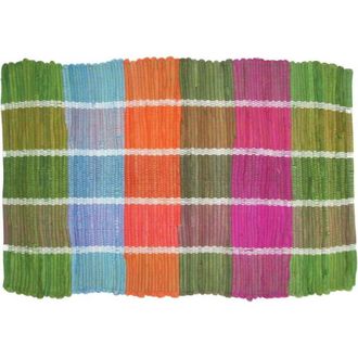 Imports Decor Colorful Plaid Cotton Door Mat, Handwoven 100% Cotton Rug, Soft Absorbent Indoor Floor Mat for Kitchen Bathroom Entryway
