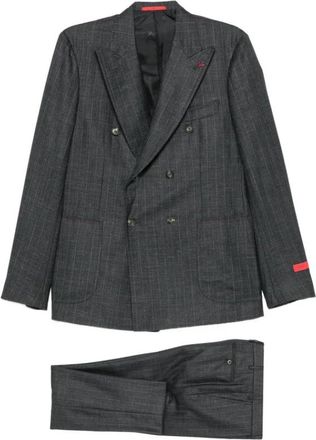 Isaia Dubbele-breasted Jas - Heren - Mantel - Grijs - M - Jassen