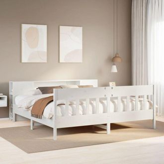 vidaXL Vidaxl - Cama Con Estanter&iacute;a Sin Colch&oacute;n Madera Maciza Blanca 200x200 Cm