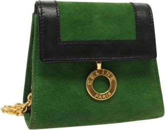 Celine Pre-owned Suede celine-bags - Dames - Vintage Schoudertas - Groen - ONE Size - Leer - Vintage