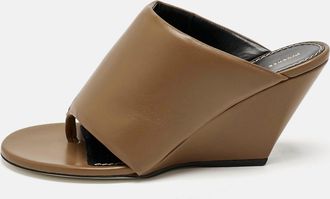 Proenza Schouler Brown Leather Slant Wedge Tong Sandals