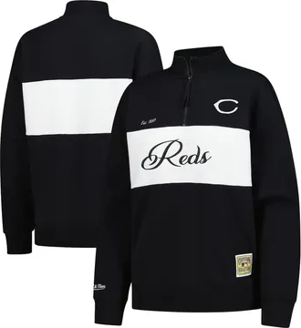 Mitchell & Ness Womens Mitchell & Ness Black Cincinnati Reds Quarter-Zip Pullover Top at Nordstrom, Size Medium