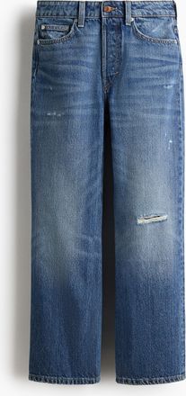 H&M Straight High Waist Ankle Jeans - Blue