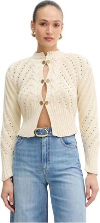 Twinset Kabelgebreide Cardigan - Dames - Vesten - Beige - L - Katoen - Truien & Vesten