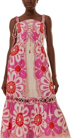Farm Rio Farm Rio Maia Off-White Sleeveless Midi Dress