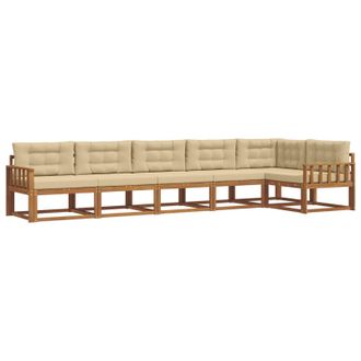 vidaXL Conjunto De Sof&aacute;s De Exterior Con Coj&iacute;n 6 Pcs Natural Y Beige Vidaxl