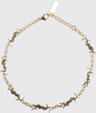 Saint Laurent Bracciale in metallo dorato con pendente monogramma YSL intrecciato