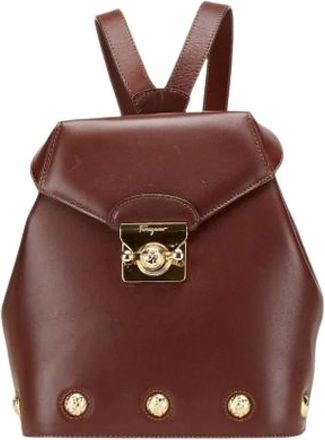 Ferragamo Pre-owned Backpacks, female, Brown, Size: ONE SIZE Pre-owned Leather Backpack