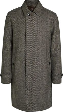 Paige herringbone coat - men - Other fibres/Wool/Polyester/Polyester/Viscose - L - Brown