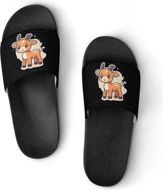 Generic Cute Goat Shower Shoes Slipper for Women Men Beach Slippers Quick Drying Non Slip Open-Toe Sandals