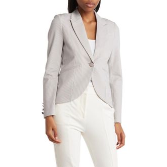 Amanda + Chelsea Pinstripe Cut Away Jacket in Tan/white at Nordstrom Rack, Size X-Small
