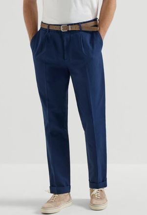 Brunello Cucinelli Gabardine garment dyed trousers in Blue at Nordstrom, Size 58 It