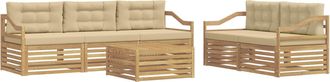 vidaXL Set Di Divani Da Esterno 6 Pz Bianco E Beige Vidaxl