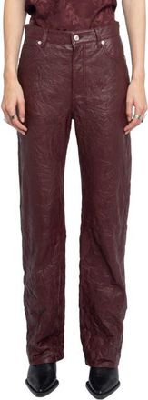 Zadig&Voltaire Evy Crushed Lambskin Leather Pants in Burgundy at Nordstrom, Size 10 Us