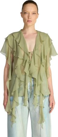 Erika Cavallini Semi Couture Donna, Camicette, Verde, L, new